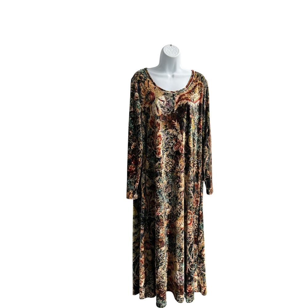 Soft Surroundings Santiago Velvet Multicolor Long A-Line Boho Dress Woman's XL - Picture 8 of 11